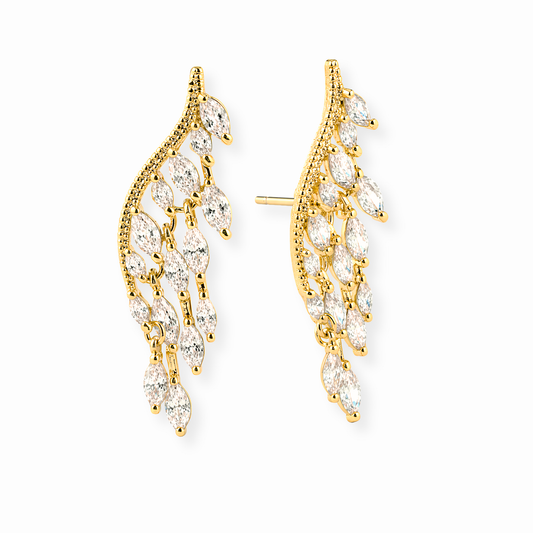 Aretes Laminados en Oro de 18KL con Cristales