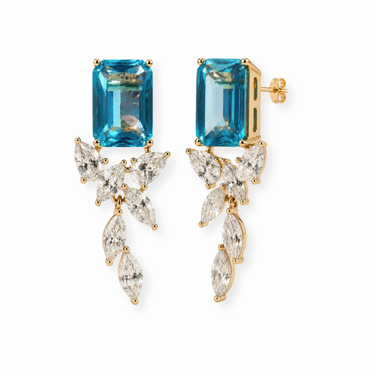 Aretes Laminados en Oro de 18KL con Cristales