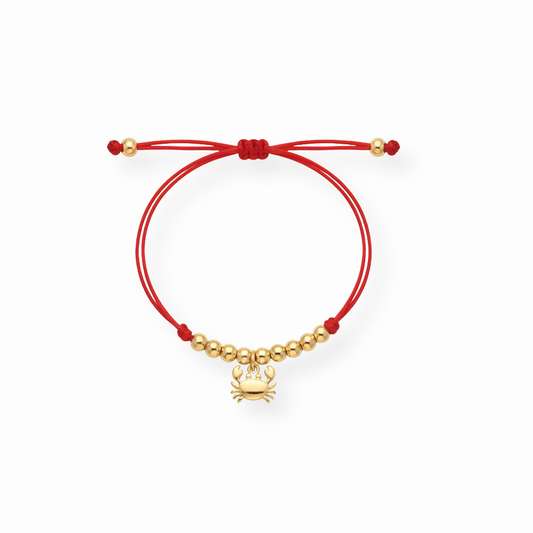 Pitass en Nailon Rojo con Dijes Laminados en Oro de 18KL