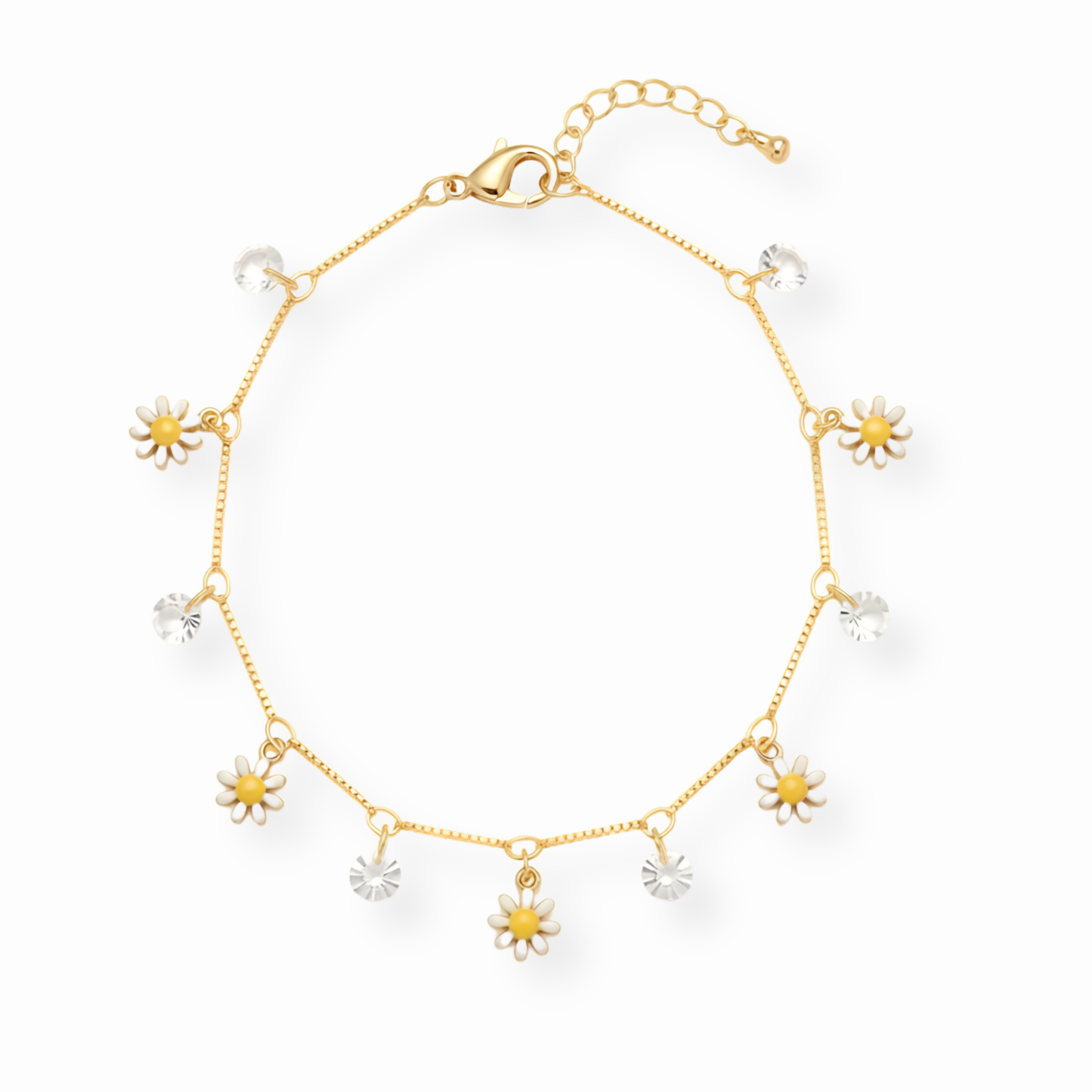 Pulsera Laminada en Oro de 18kl con Cristales