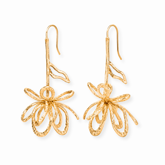 Aretes de Flor Laminados en Oro de 18KL