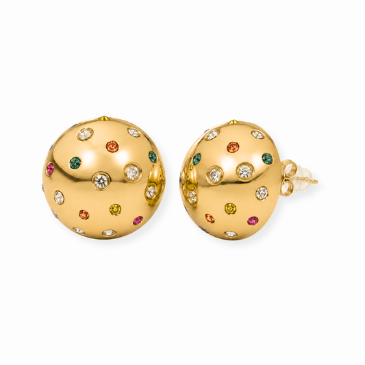 Aretes Laminados en Oro de 18KL con Swarovski