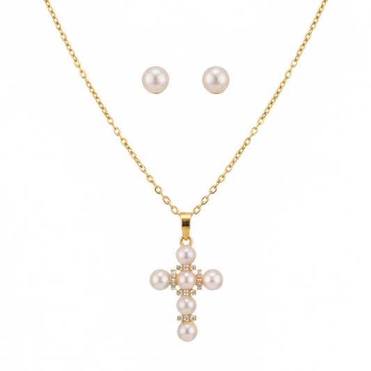 Set Laminado en Oro de 18KL con Baby Perlas y Perlas Españolas Cultivadas