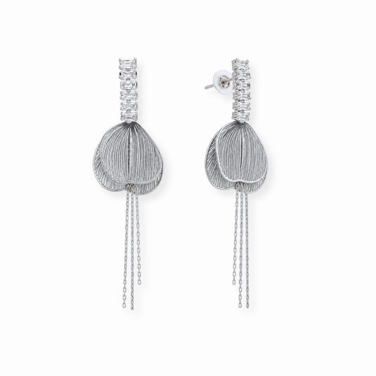 Aretes Laminadas en Oro de 18KL en Filigrana con Swarovski