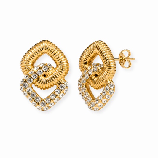 Aretes Laminados en Oro de 18KL con Circonitas