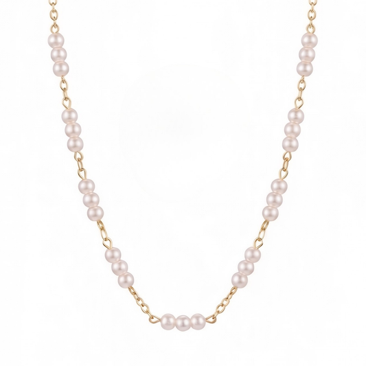 Cadena Laminada en Oro de 18KL con Baby Perlas