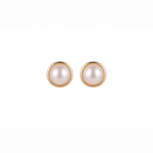 Aretes Laminados en Oro de 18KL con Perlas Cultivadas Españolas de 12mm
