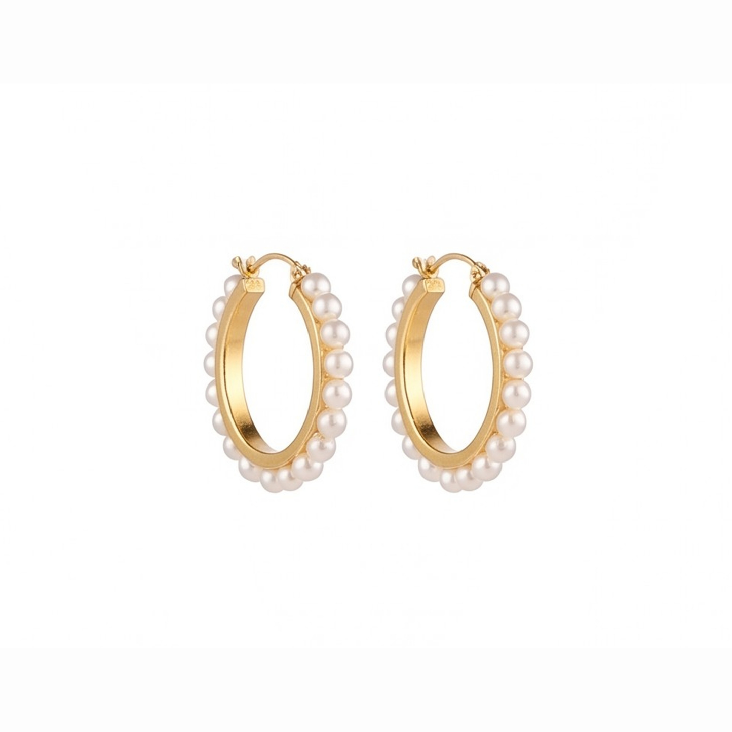 Argollas Enchapadas en Oro de 14KL con Baby Perlas