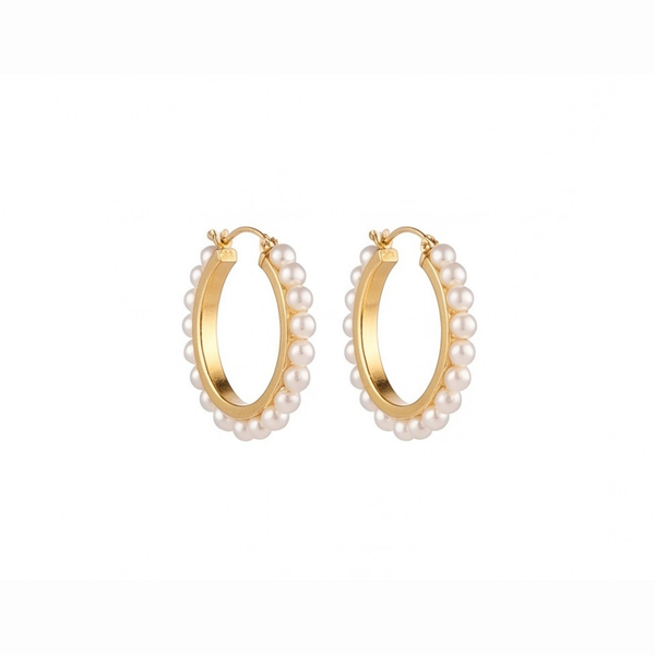 Argollas Enchapadas en Oro de 14KL con Baby Perlas