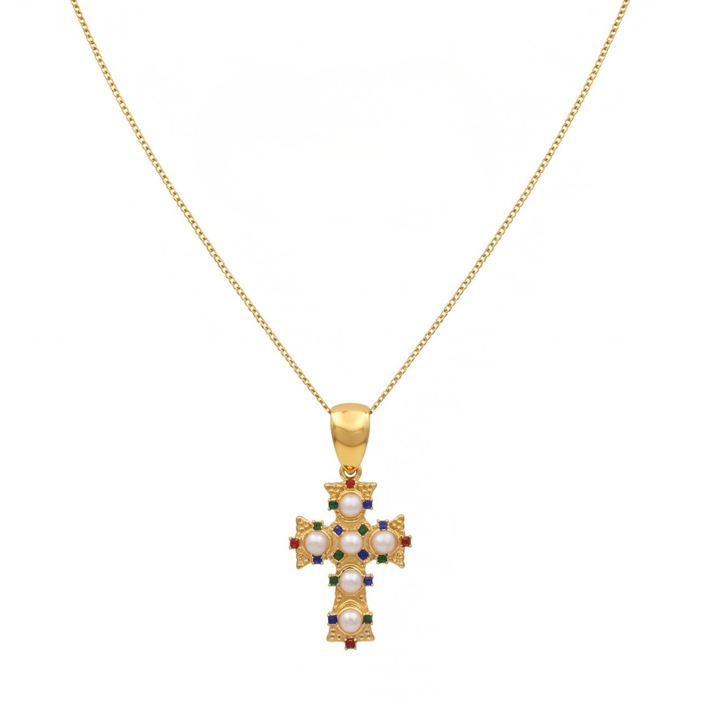 Collar Laminado en Oro de 18KL con Baby Perlas y Piedras Semipreciosas