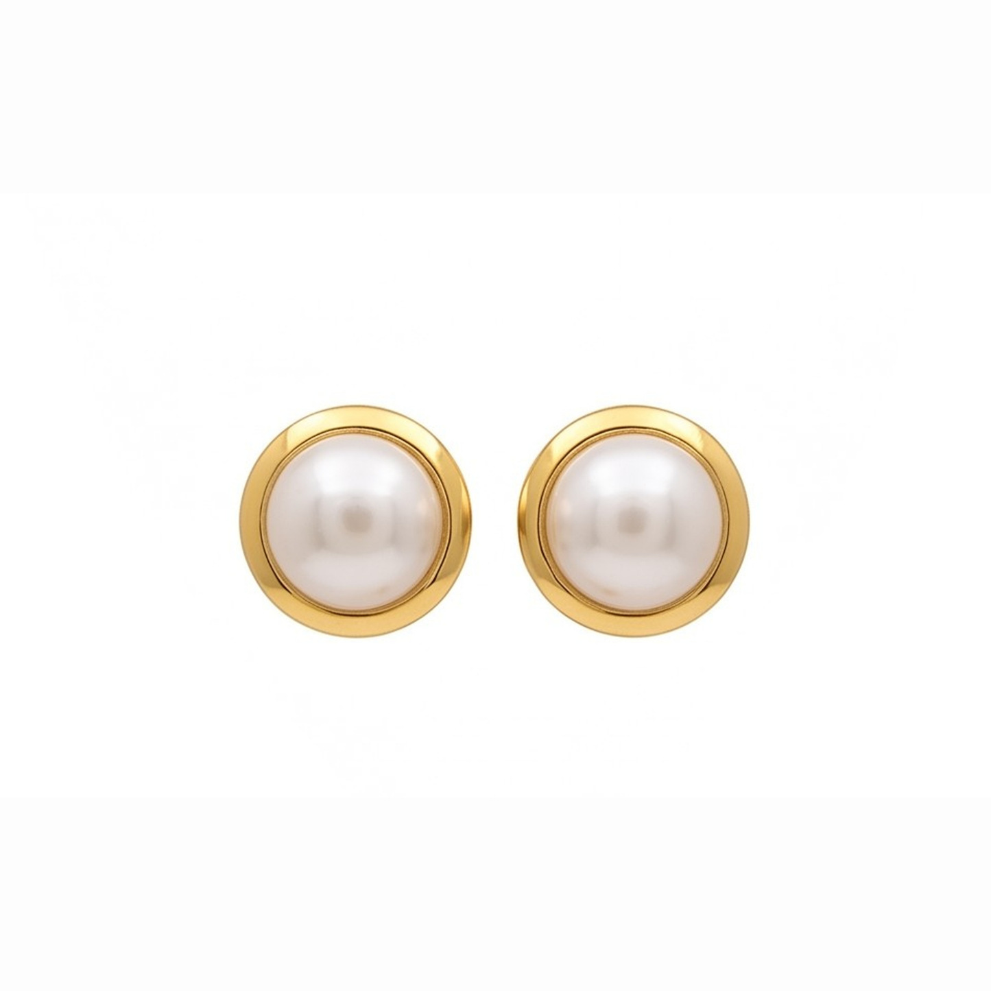 Aretes de Laminadas en Oro de 18KL con Perlas Cultivadas Españolas de 18 mm