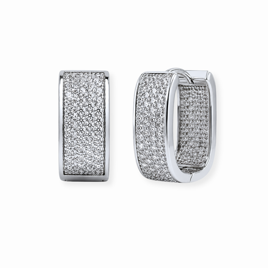 Huggies Laminados en Oro de 18KL con Swarovski y Rodium