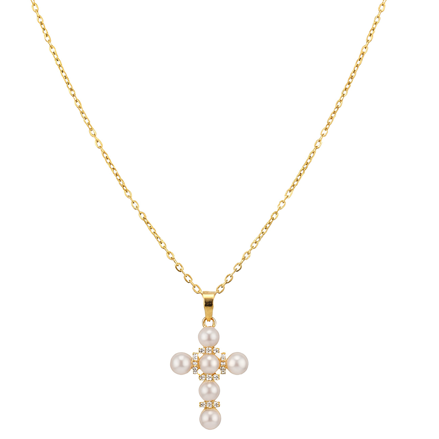Collar Laminado en Oro de 18KL con Perlas Recubiertas en Nácar