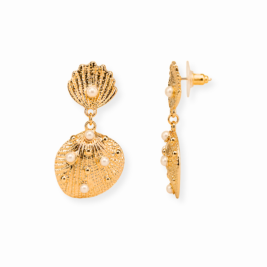 Aretes Laminados en Oro de 18KL con Baby Perlas