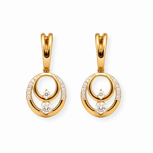 Argollas Pequeñas Laminadas en Oro de 18KL con Swarovski