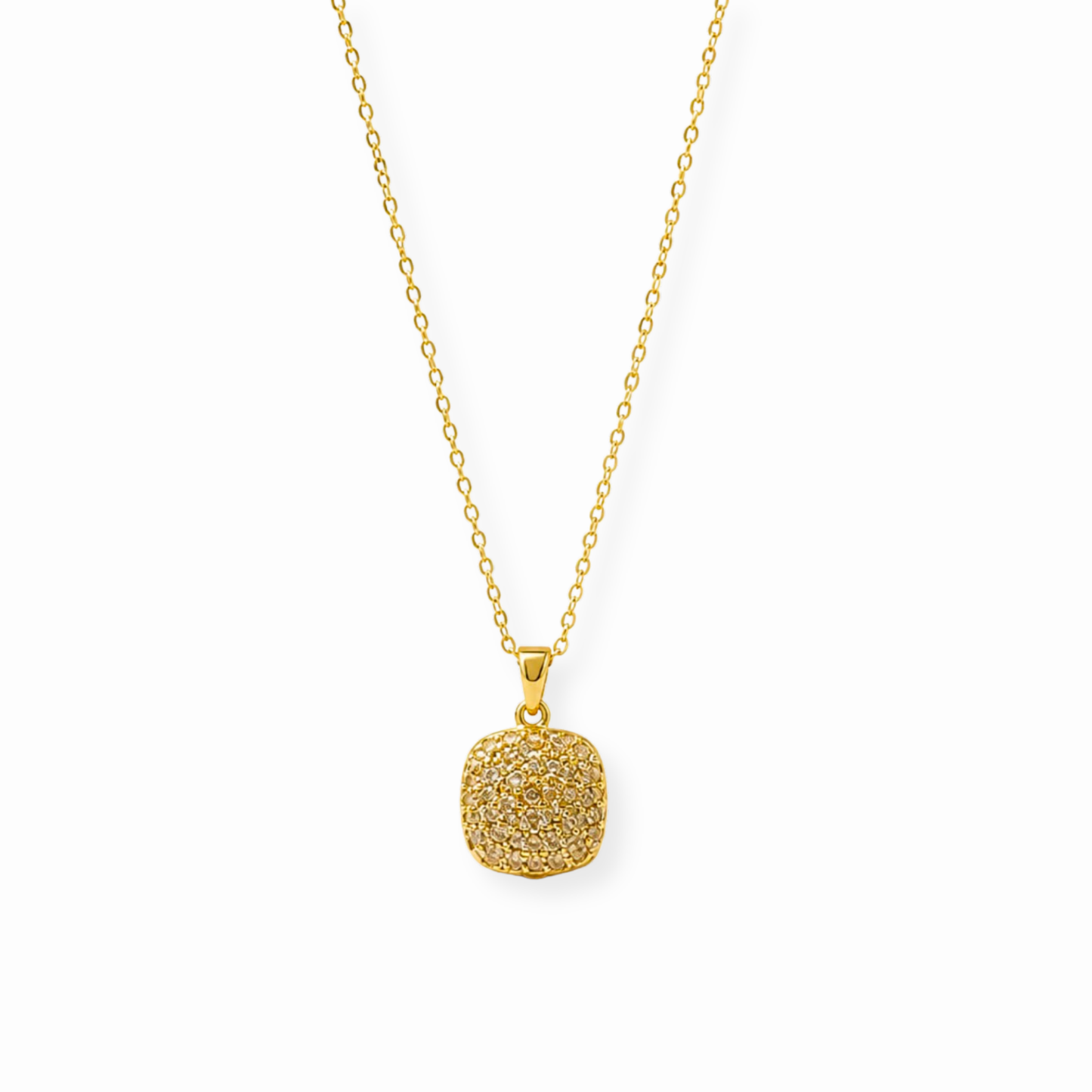 Collar Laminado en Oro de 18KL y Pave