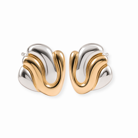 Aretes Laminados en Dos Oros de 18KL
