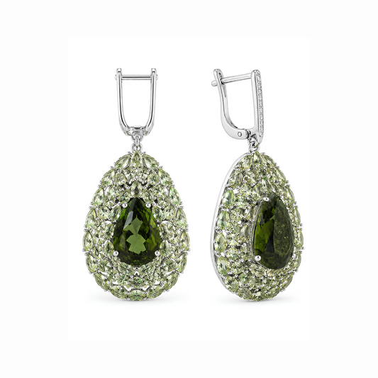 Argollas en plata con piedras semipreciosas