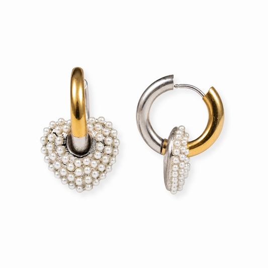 Aretes Laminados en Dos Oros de 18KL con Baby Perlas