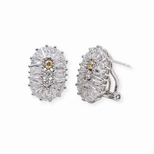 Aretes Laminados en Oro de 18KL con Swarovski y Rodium