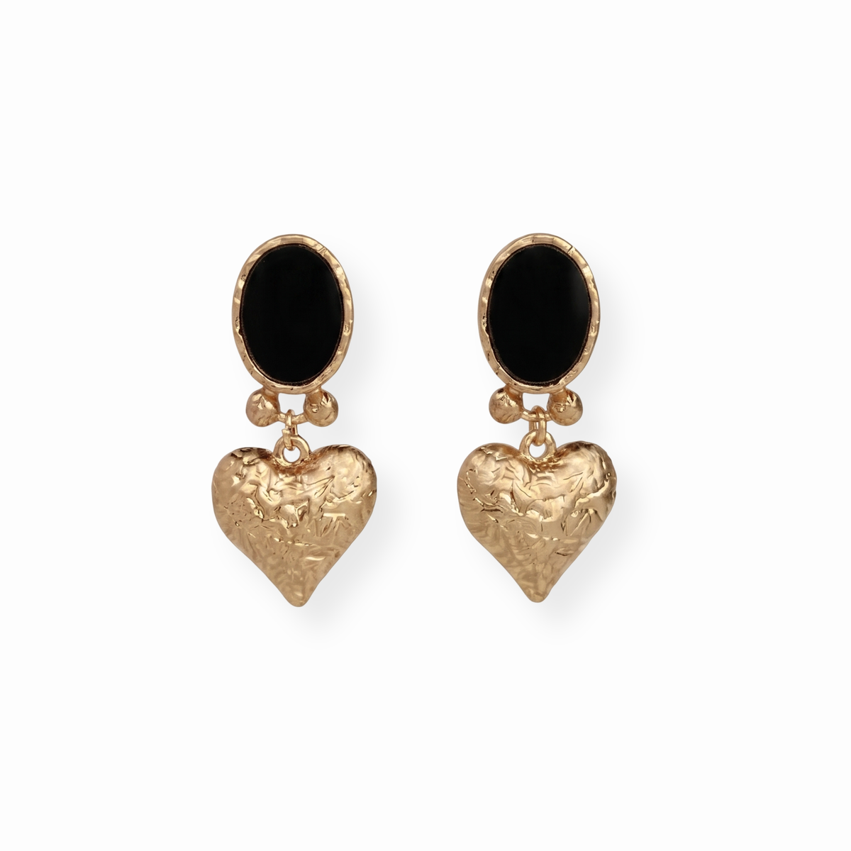 Aretes Laminados en Oro de 18KL con Ónix