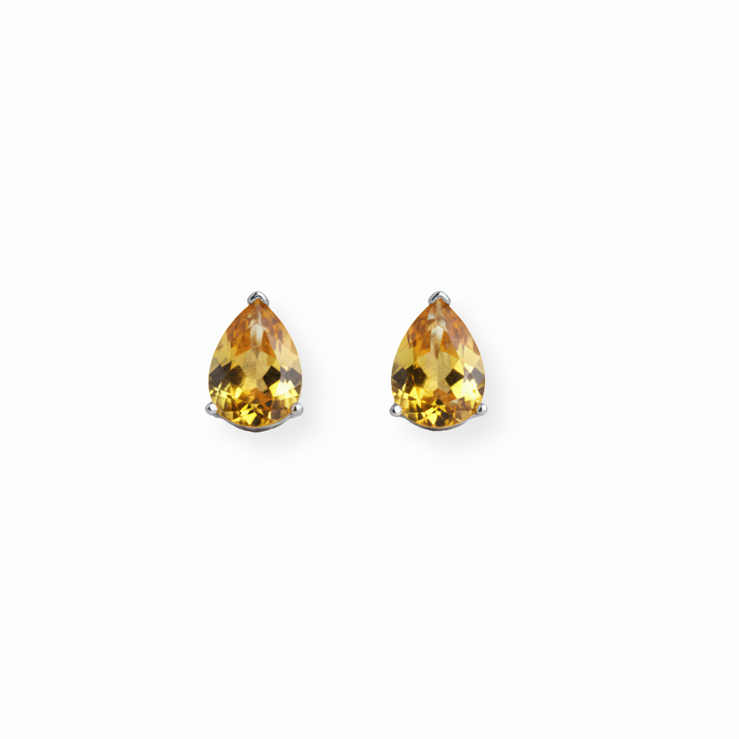 Aretes Laminados en Oro Blanco de 18KL con Solitarios de Topacios de Laboratorio