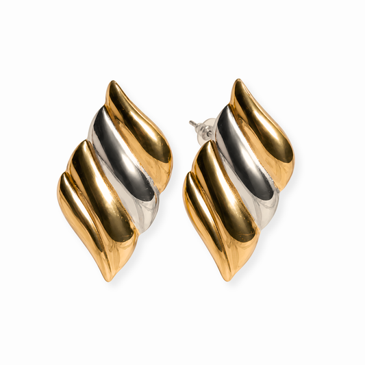 Aretes Laminados en Dos Oros de 18KL