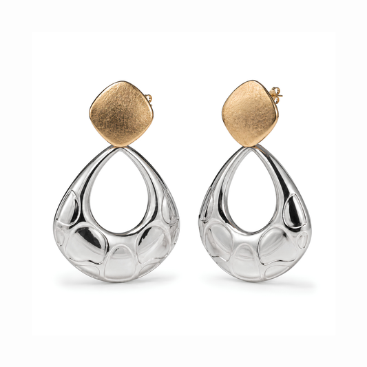 Aretes Laminados en Dos Oros de 18KL