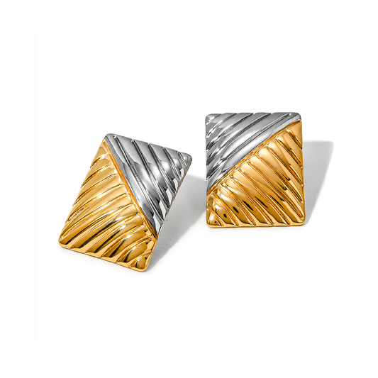 Aretes Laminados en Dos Oros de 18KL