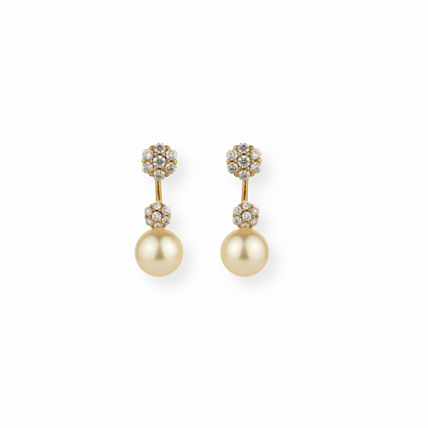 Aretes en Plata con Perlas Cultivadas, Rodium y Circonitas