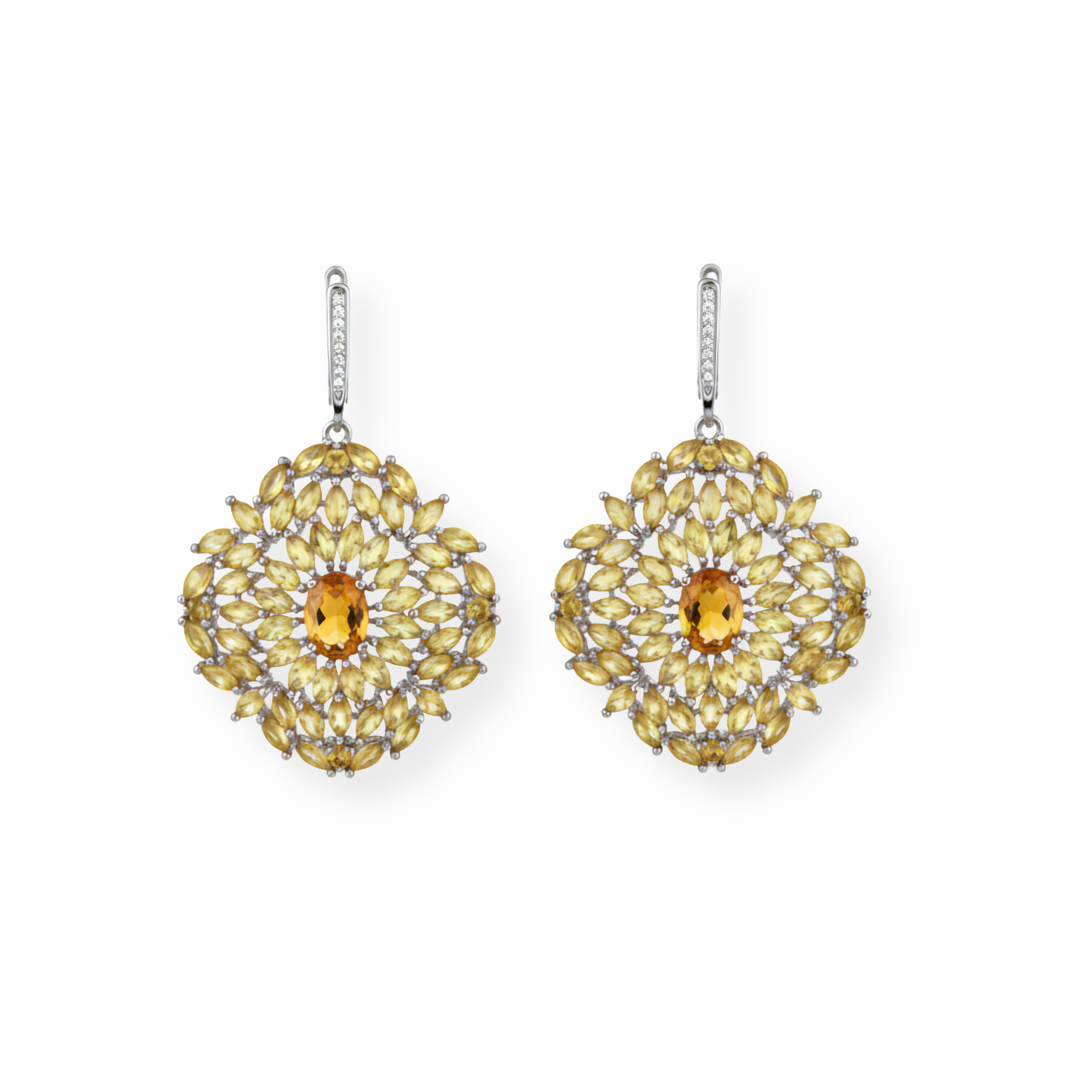 Aretes en Plata Enchapadas en Oro de 18KL con Piedras Semipreciosas y Rodium