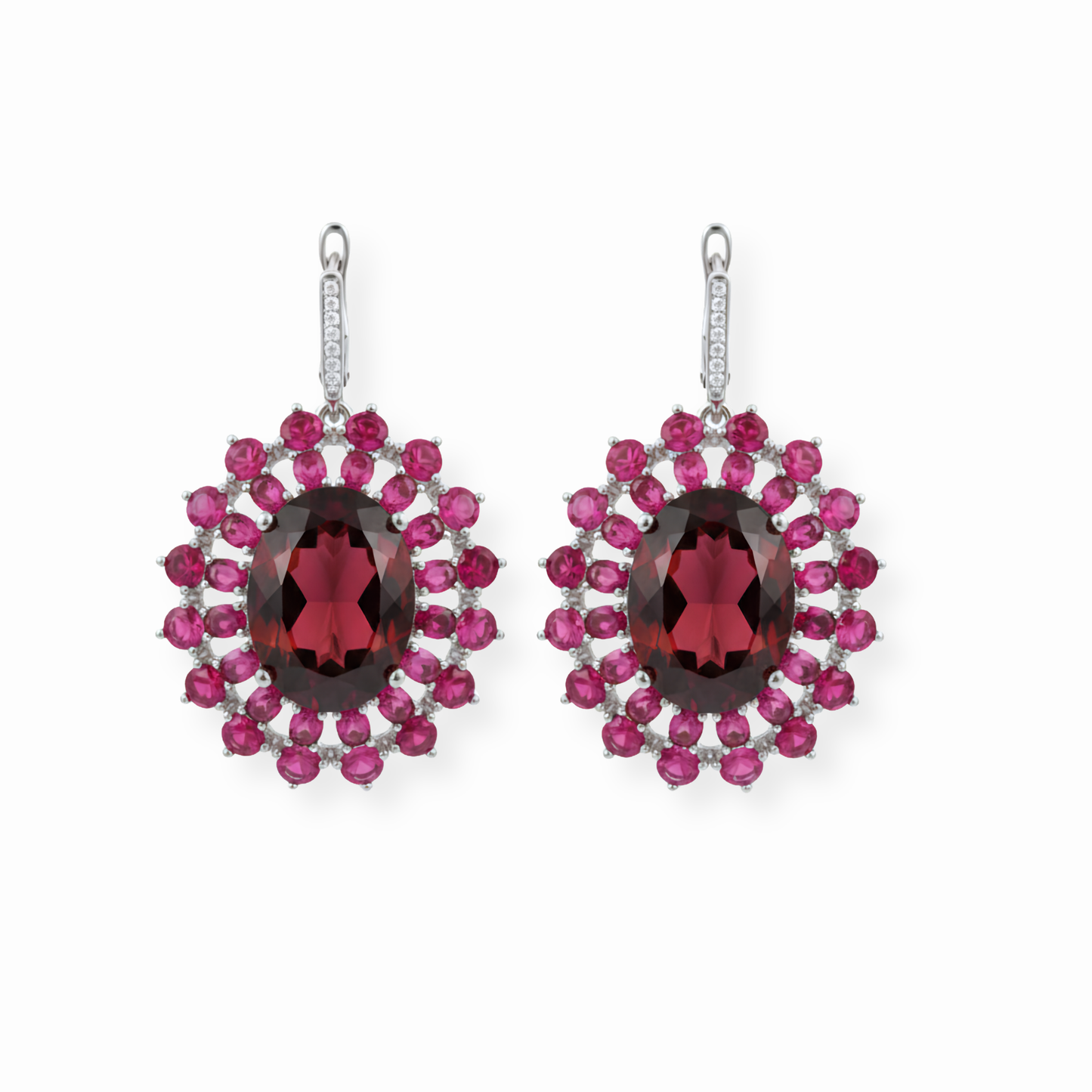 Aretes en Plata Enchapadas en Oro de 18KL con Piedras Semipreciosas y Rodium
