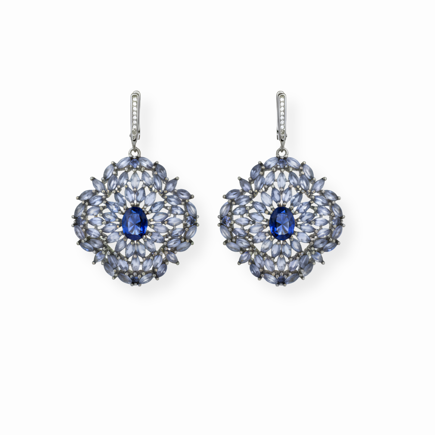 Aretes en Plata Enchapadas en Oro de 18KL con Piedras Semipreciosas y Rodium