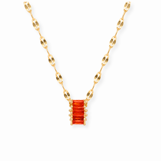 Collar Laminado en Oro de 18KL y Cristales Austriacos en Corte Baguette