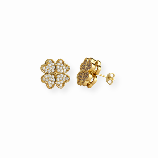 Aretes Laminados en Oro de 18KL con  Turbalinas de Swarovski