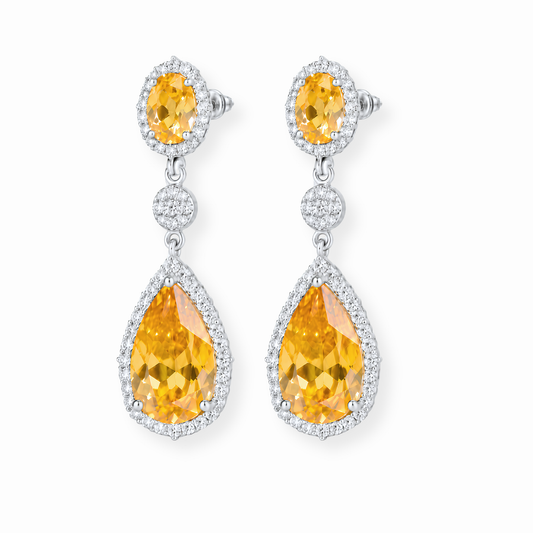 Aretes Laminados en Oro de 18KL con Cristales y Rodium