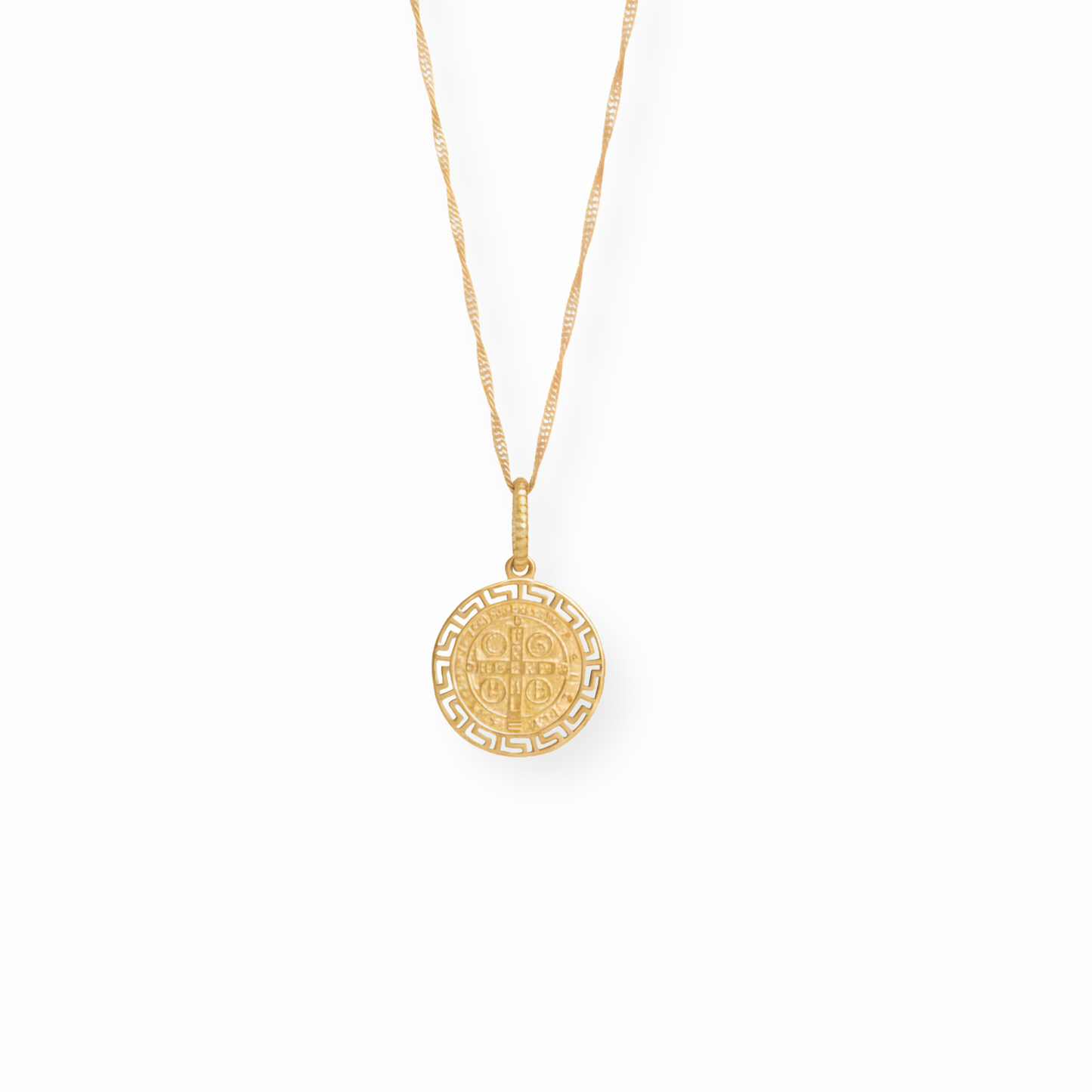 Cadena con Medalla de San Benito en Ambos Lados Laminada en Oro de 18KL