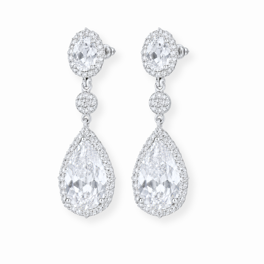 Aretes Laminados en Oro de 18KL con Cristales y Rodium
