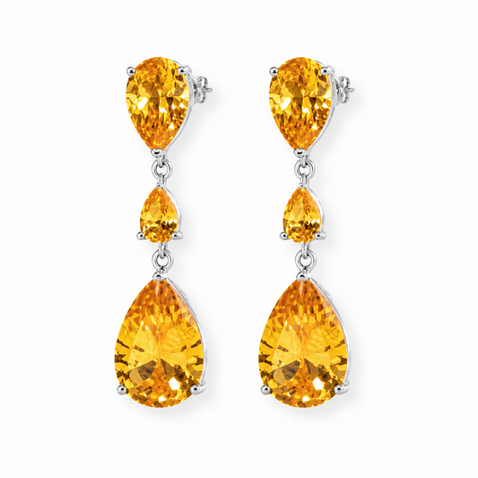 Aretes Laminados en Oro de 18KL con Cristales y Rodium