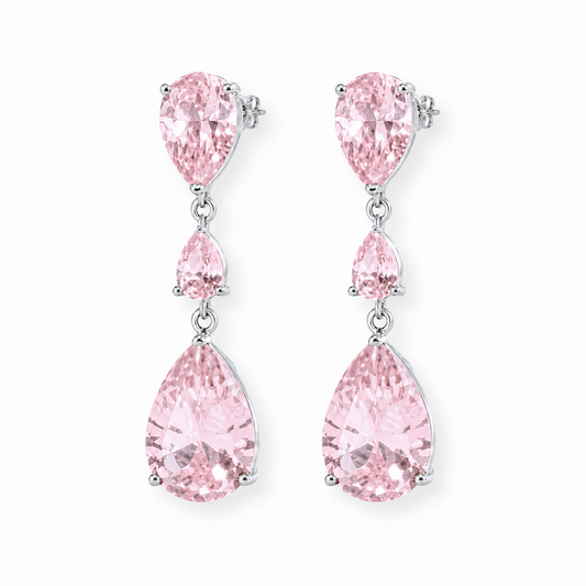 Aretes Laminados en Oro de 18KL con Cristales y Rodium