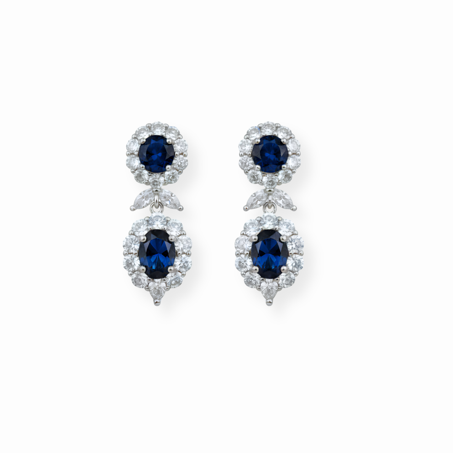 Aretes Laminados en Oro de 18KL con Piedras Semipreciosas y Recubrimiento de Rodium