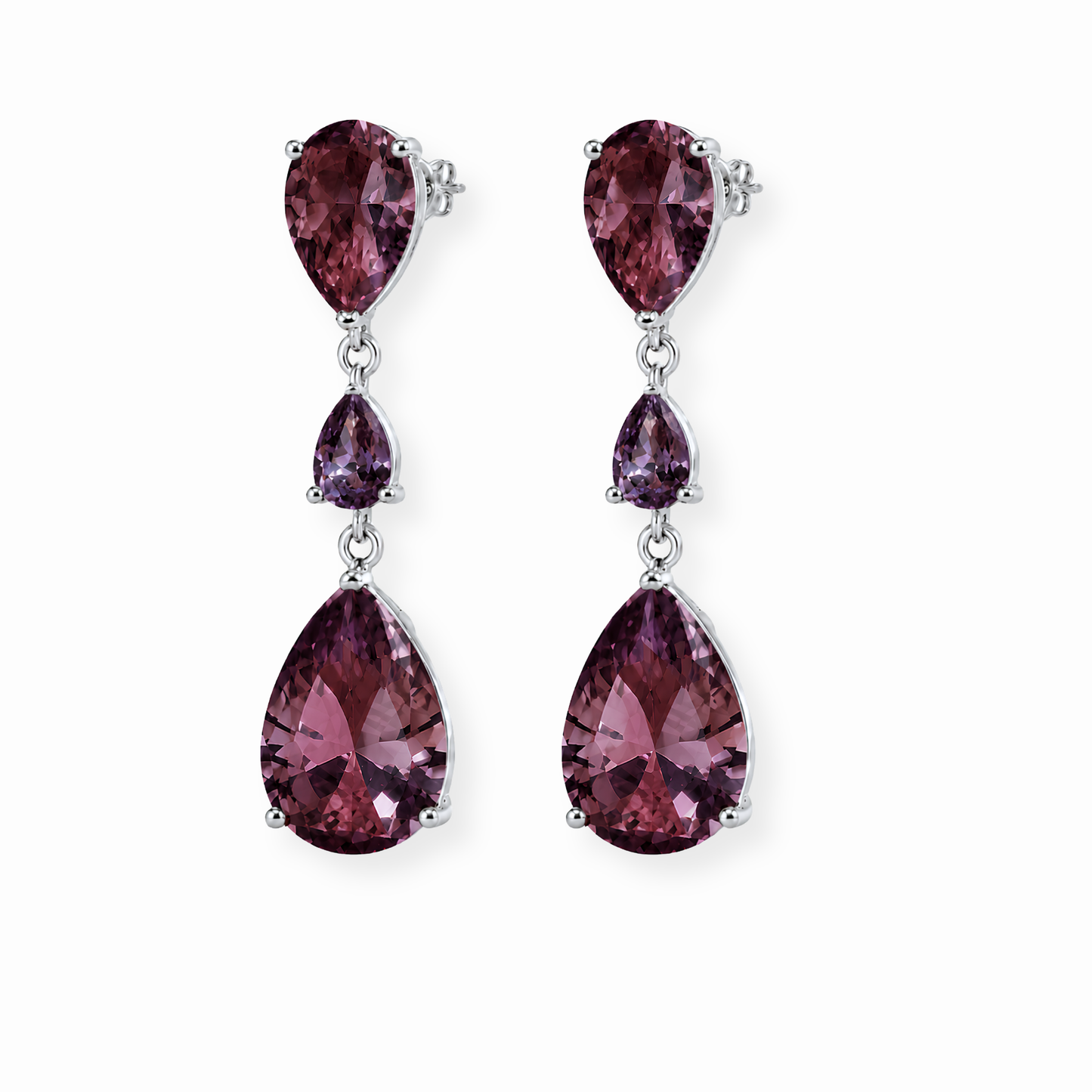 Aretes Laminados en Oro de 18KL con Cristales y Rodium