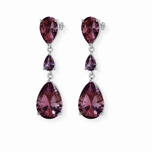 Aretes Laminados en Oro de 18KL con Cristales y Rodium