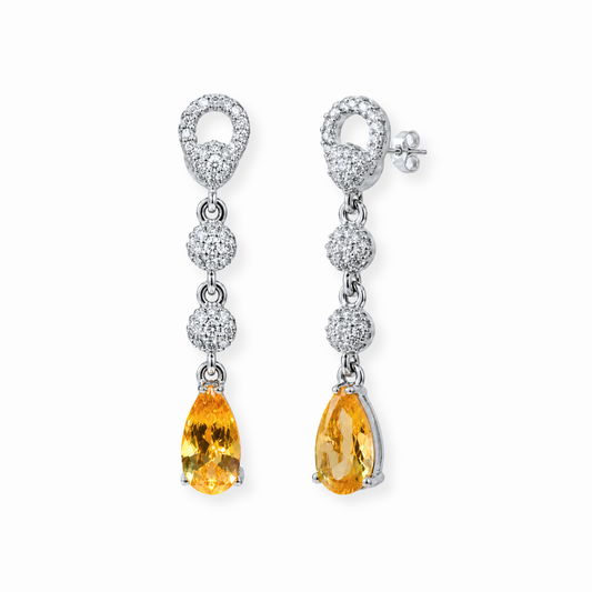 Aretes Laminados en Oro de 18KL con Cristales y Rodium
