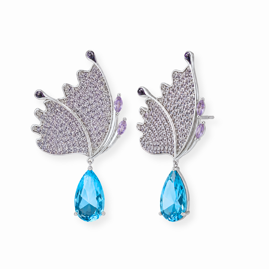 Aretes Laminados en Oro de 18KL con Cristales y Rodium