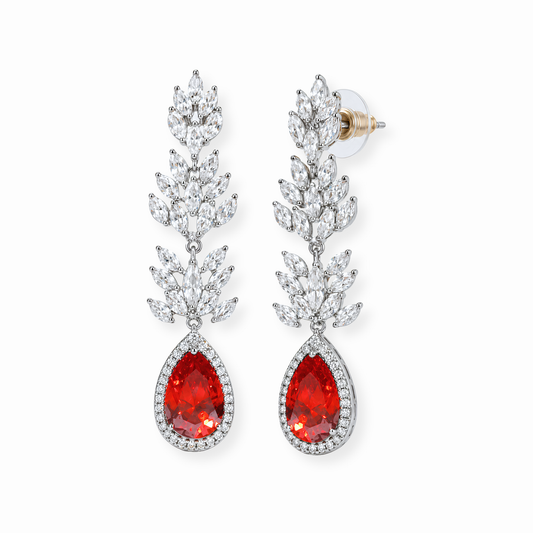 Aretes Laminados en Oro de 18KL con Piedras Semipreciosas y Rodium