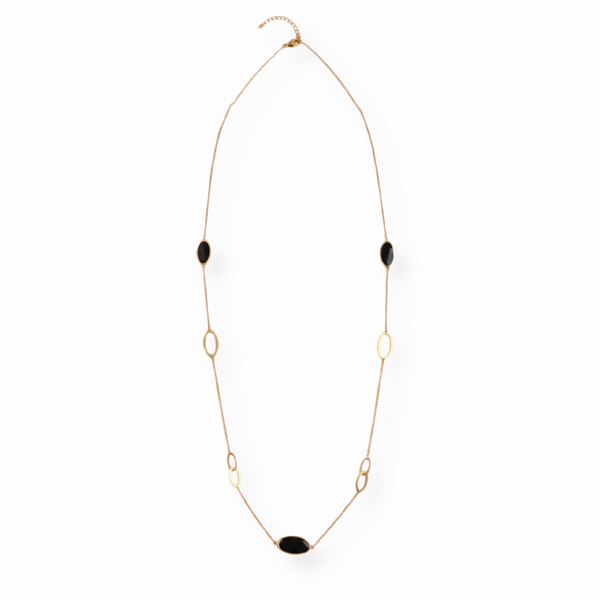 Collar Largo Laminado en Oro de 18KL con Ónix