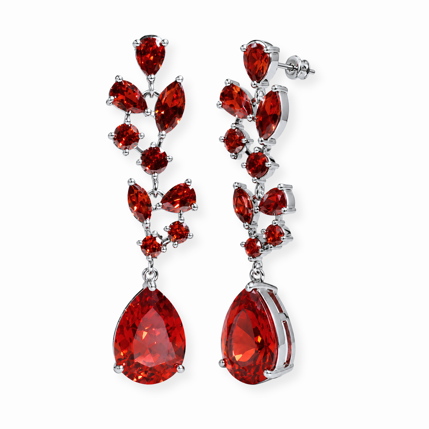 Aretes Laminados en Oro de 18KL con Piedras Semipreciosas y Rodium