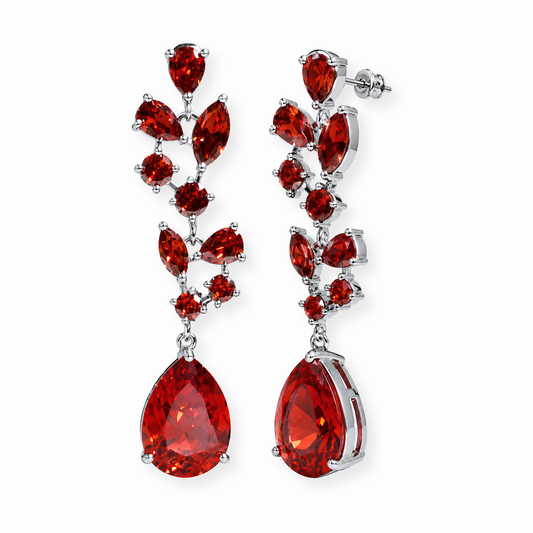 Aretes Laminados en Oro de 18KL con Piedras Semipreciosas y Rodium