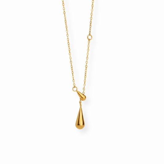 Collar Laminado en Oro de 18KL con Dije de Gota